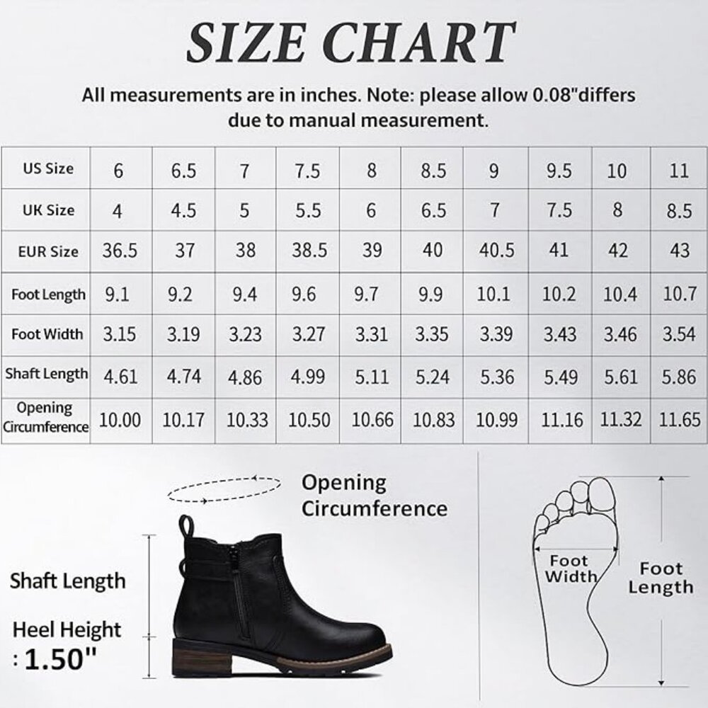 Black Ankle Boots 8.5 - 9 Booties Shoes Moto Short Chelsea Low Heel Faux Leather - Picture 6 of 7